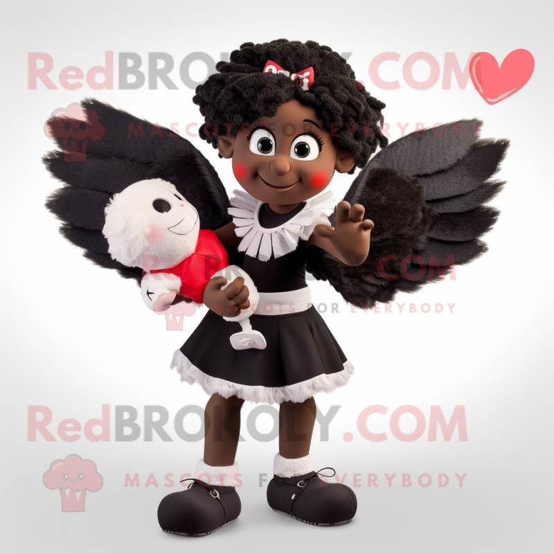 Black Cupid mascot costume character dressed with a Wrap Skirt and Mittens Black Cupid mascot costume character dressed with a Wrap Skirt and Mittens