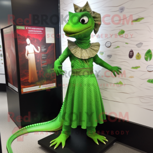 nan Lizard mascot costume character dressed with a Empire Waist Dress and Hair clips