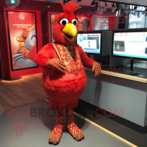 Röd Tandoori Chicken maskot...