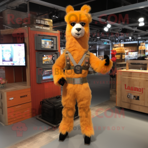 Orange lama maskot kostume...