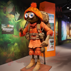 Rust Sniper mascot costume character dressed with a Empire Waist Dress and Backpacks