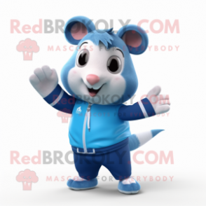 Blue Hamster mascot costume character dressed with a Polo Tee and Mittens