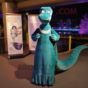 nan Loch Ness Monster mascot costume character dressed with a Evening Gown and Shawls