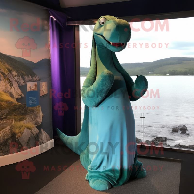 Loch Ness Monster mascot costume character dressed with a Evening Gown ...