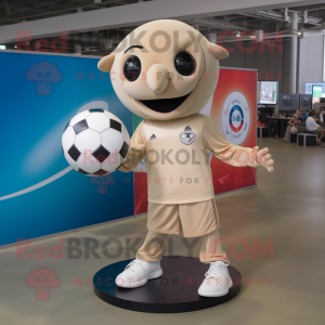 Beige voetbal mascotte...