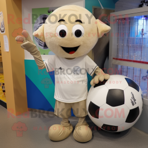 Beige fotboll maskot kostym...