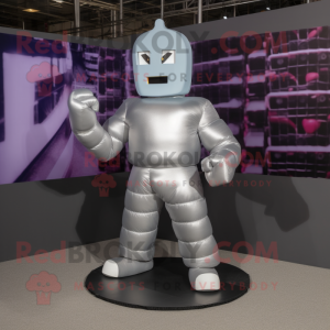 Silver Boxing Glove mascot costume character dressed with a Skinny Jeans and Headbands