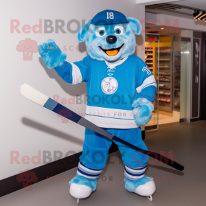 Blå Ice Hockey Stick maskot...