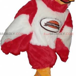 Impresionante mascota águila roja, blanca y naranja -