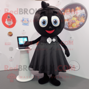Black Aglet mascot costume character dressed with a A-Line Skirt and Coin purses