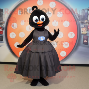 Black Aglet mascot costume character dressed with a A-Line Skirt and Coin purses