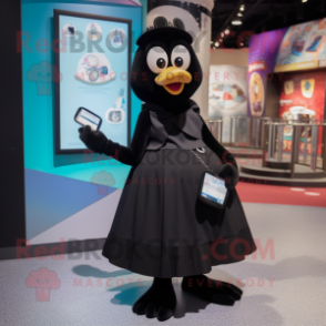 Black Aglet mascot costume character dressed with a A-Line Skirt and Coin purses