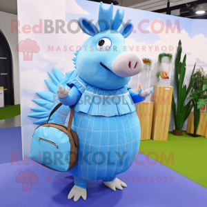 Sky Blue Armadillo maskot...