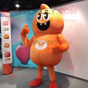 Peach Boxing Glove mascot costume character dressed with a One-Piece Swimsuit and Coin purses