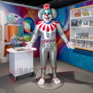 Silver Clown mascot costume character dressed with a Swimwear and Brooches