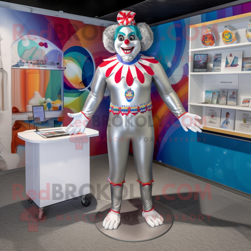 Silver Clown mascot costume character dressed with a Swimwear and Brooches