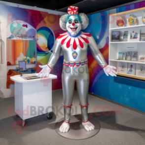 Silver Clown mascot costume character dressed with a Swimwear and Brooches