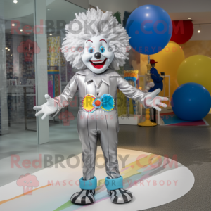 Silver Clown mascot costume character dressed with a Swimwear and Brooches