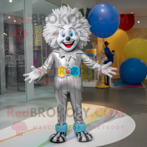 Silver Clown maskot kostym...