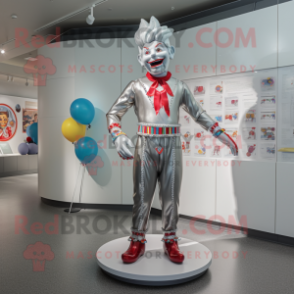 Silver Clown mascot costume character dressed with a Swimwear and Brooches