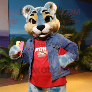nan Puma mascot costume character dressed with a Flare Jeans and Wallets