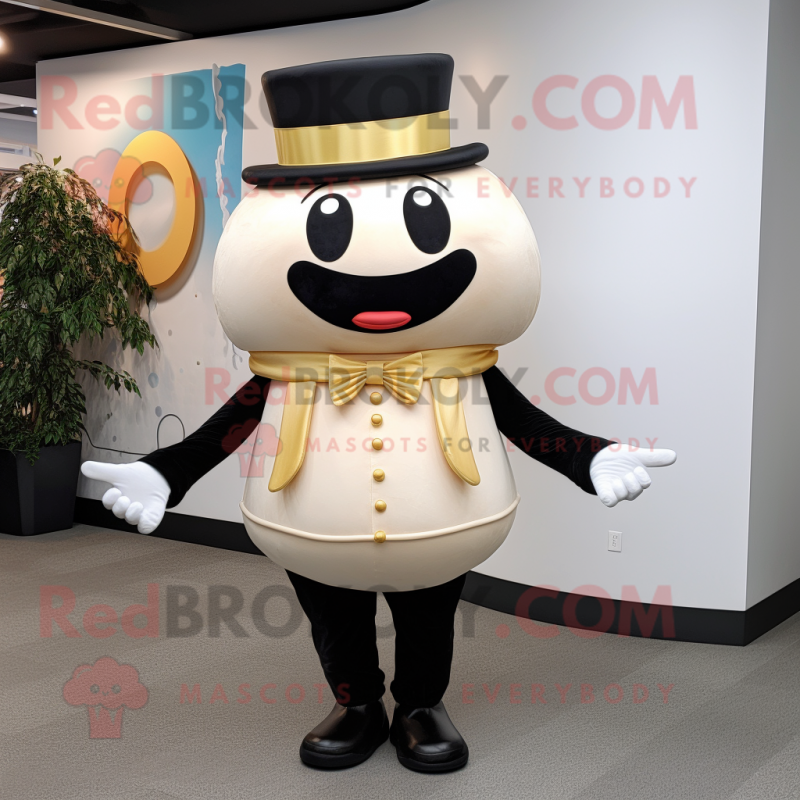 Cream Burgers mascot costume character dressed with a Tuxedo and Caps