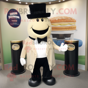 Cream Burgers mascot costume character dressed with a Tuxedo and Caps