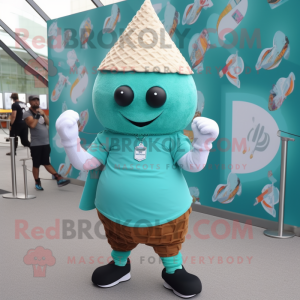 Teal Ice Cream Cone maskot...