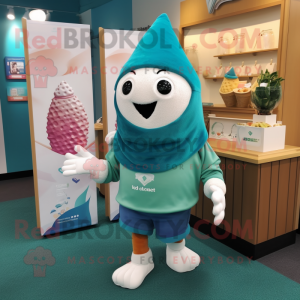 Blågrønn Ice Cream Cone...