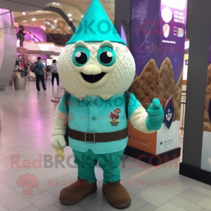 Teal Ice Cream Cone maskot...