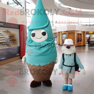 Teal Ice Cream Cone maskot...