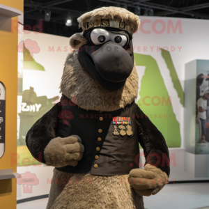 Black Camel mascot costume character dressed with a Tank Top and Berets