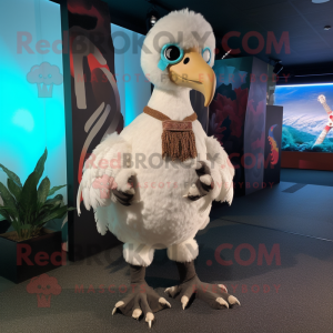 White Dodo Bird mascot costume character dressed with a Wrap Skirt and Foot pads