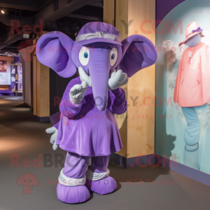 Purple Elephant mascot costume character dressed with a Culottes and Caps