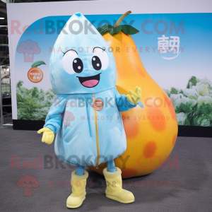 Sky Blue Grapefruit mascot costume character dressed with a Parka and Keychains