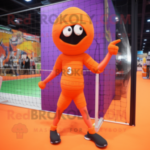 Orange Volleyball Net mascot costume character dressed with a Leggings and Wraps