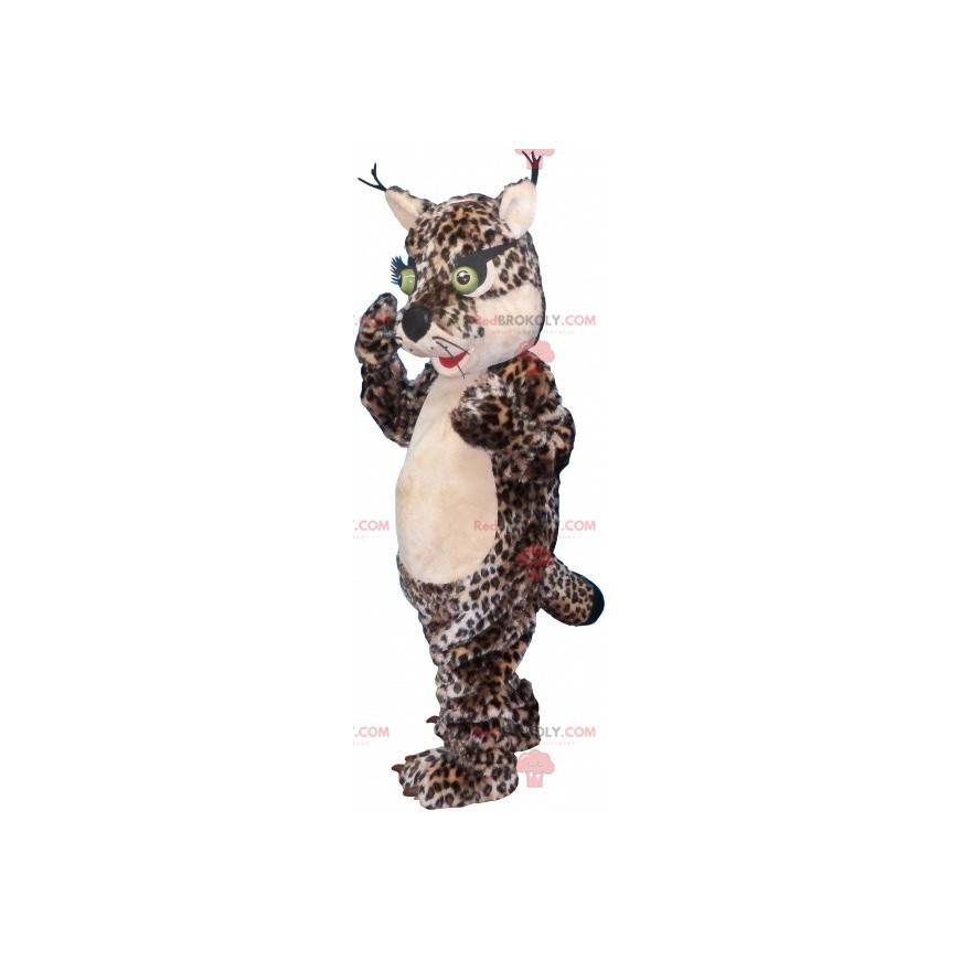 Leopard Katzenmaskottchen mit hervorstehenden Augen -