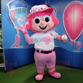 Pink Cupid mascot costume character dressed with a Baseball Tee and Cufflinks