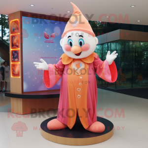 Peach Magician mascot costume character dressed with a Long Sleeve Tee and Necklaces