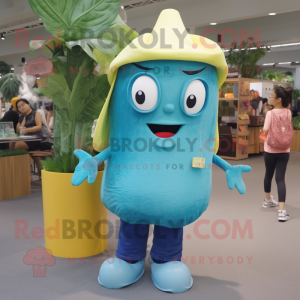 Cyan Pad Thai mascot costume character dressed with a Bootcut Jeans and Handbags