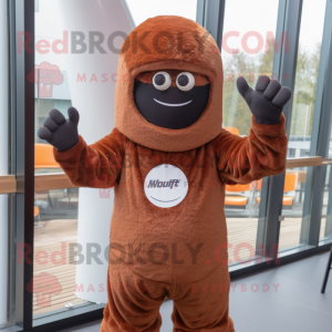 Rust Falafel mascot costume character dressed with a Rash Guard and Gloves