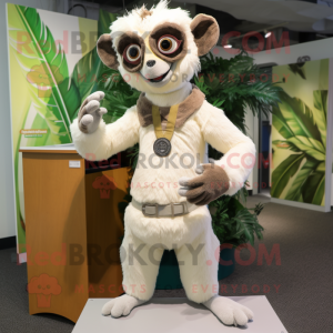 Cream Lemur maskot drakt...