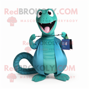 Cyan Titanoboa maskot drakt...