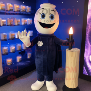 Navy Scented Candle mascot costume character dressed with a Bodysuit and Ties