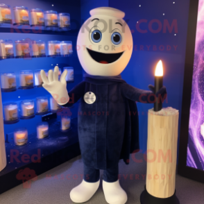 Navy Scented Candle mascot costume character dressed with a Bodysuit and Ties