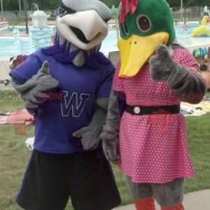 2 mascottes de canard et de vautour - Redbrokoly.com