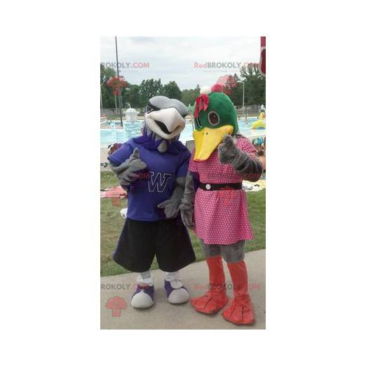 2 mascotte di anatra e avvoltoio - Redbrokoly.com
