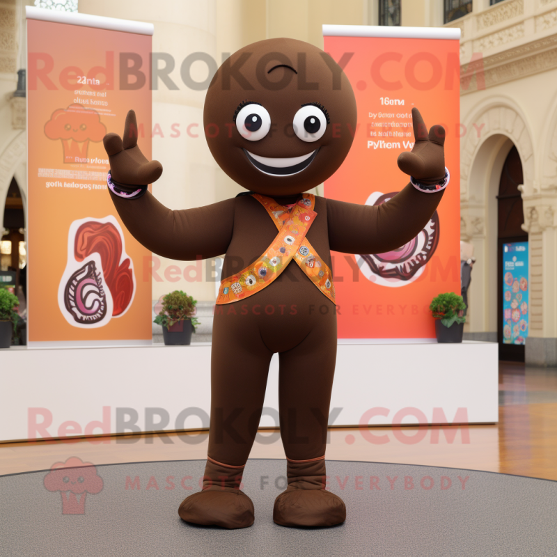 Brown Bracelet mascot costume character dressed with a Yoga Pants and Bracelets Brown Bracelet mascot costume character dressed with a Yoga Pants and Bracelets