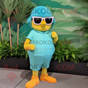 Blågrønn Mango maskot drakt...