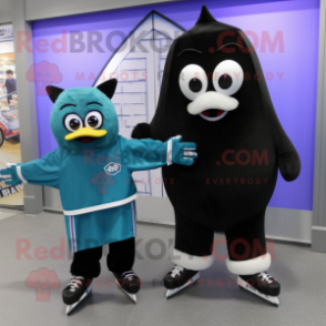 Black Pair Of Ice Skates mascot costume character dressed with a Cover-up and Keychains
